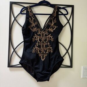 Amita Naithani Elegant Black and Gold sequins  Swimsuit
